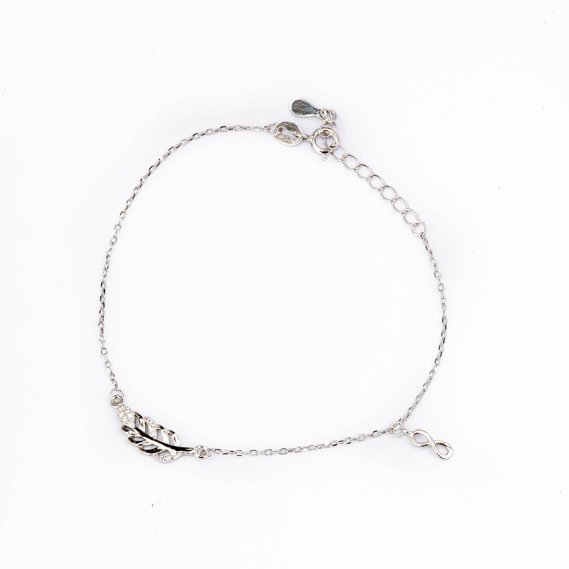 Srebrna bransoletka 925 listek nieskończoność