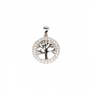 Srebrna zawieszka 925 drzewko szczęścia cyrkonie