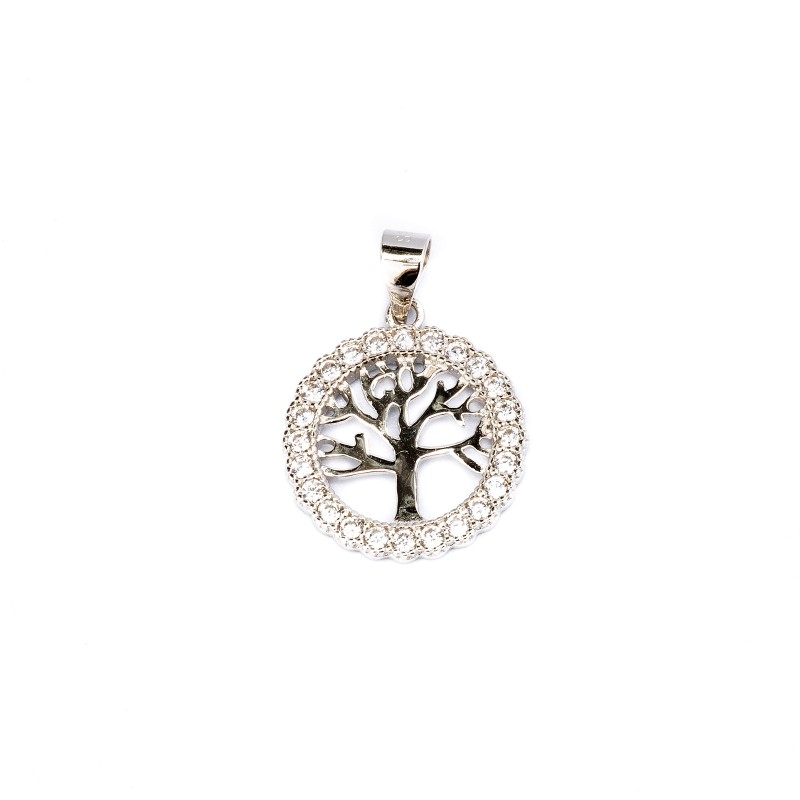 Srebrna zawieszka 925 drzewko szczęścia cyrkonie