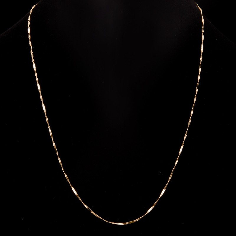 Złoty łańcuszek 585 splot Singapur blaszki 45 cm