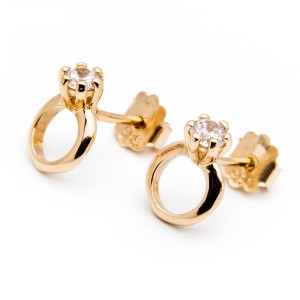 Złote kolczyki 585 pierścionek z cyrkonią