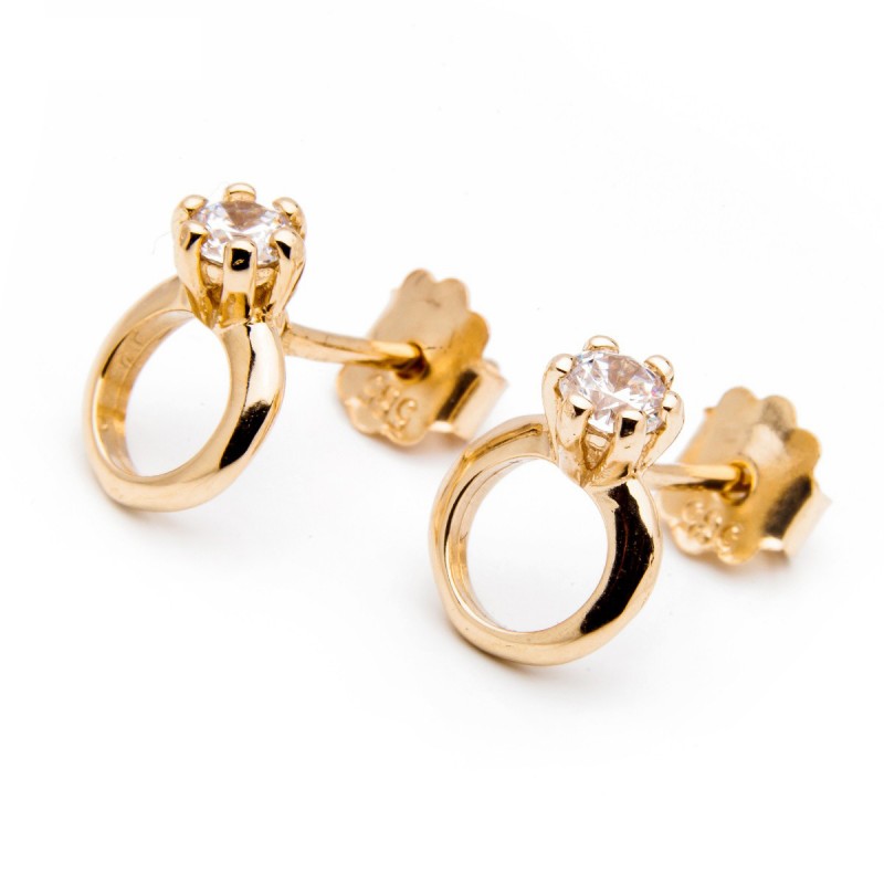 Złote kolczyki 585 pierścionek z cyrkonią