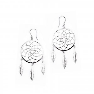 Srebrne kolczyki Ażurowy łapacz snów