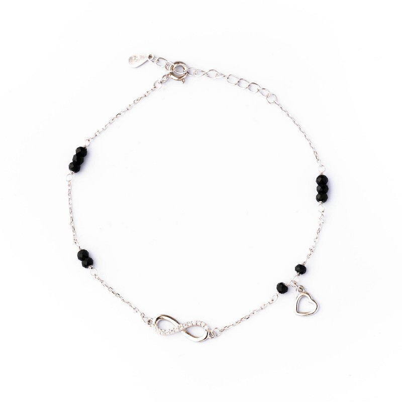 Srebrna bransoletka damska otwarte serce nieskończoności