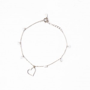 Srebrna bransoletka serce z cyrkoniami