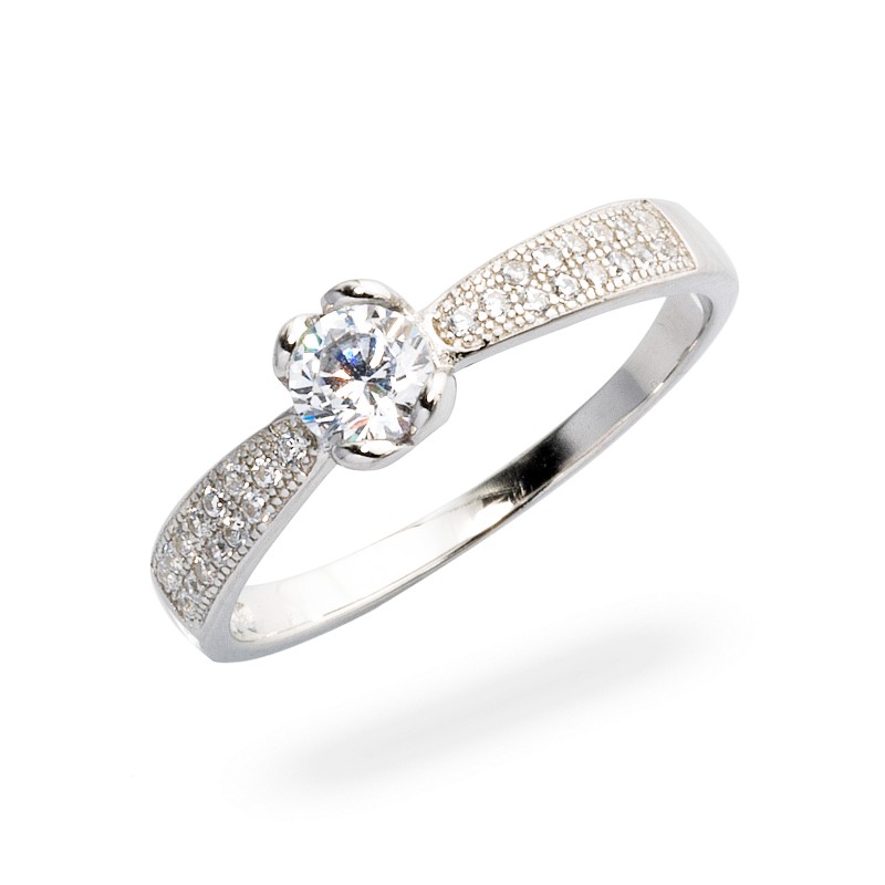 Srebrny pierścionek 925 z białą cyrkonią