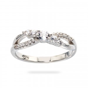 Srebrny pierścionek 925 cyrkoniowa nieskończoność