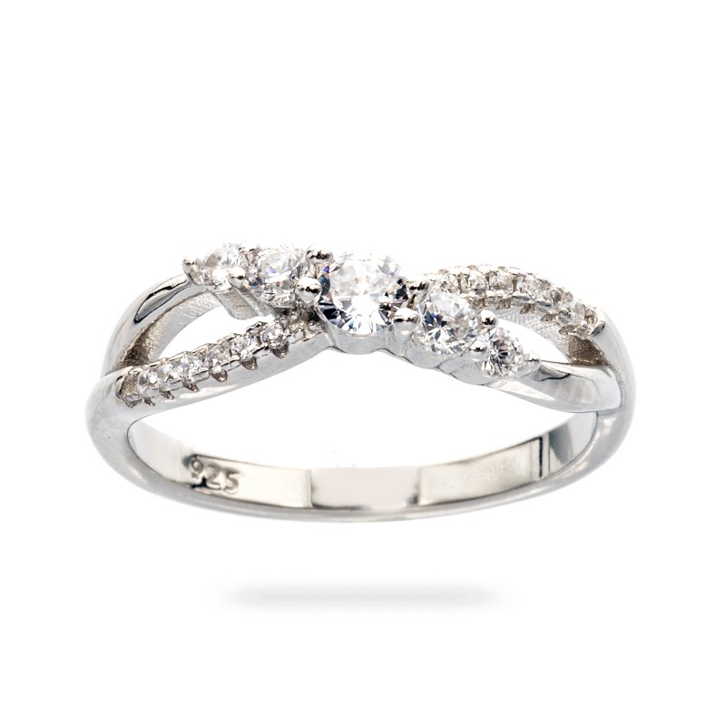 Srebrny pierścionek 925 cyrkoniowa nieskończoność