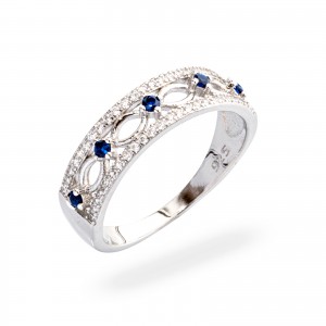 Srebrny pierścionek damski 925 Strass Blu