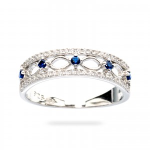 Srebrny pierścionek damski 925 Strass Blu