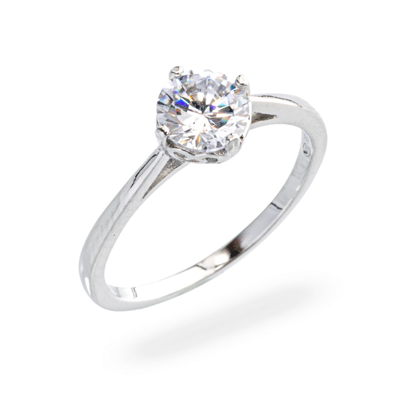 Srebrny klasyczny pierścionek damski 925 z białą cyrkonią