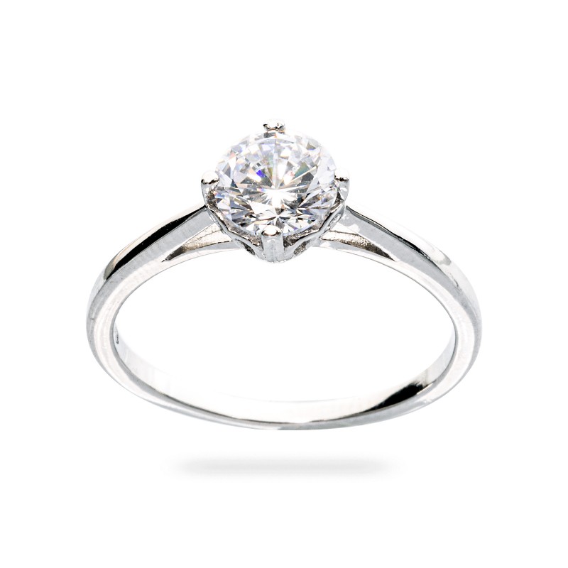 Srebrny klasyczny pierścionek damski 925 z białą cyrkonią