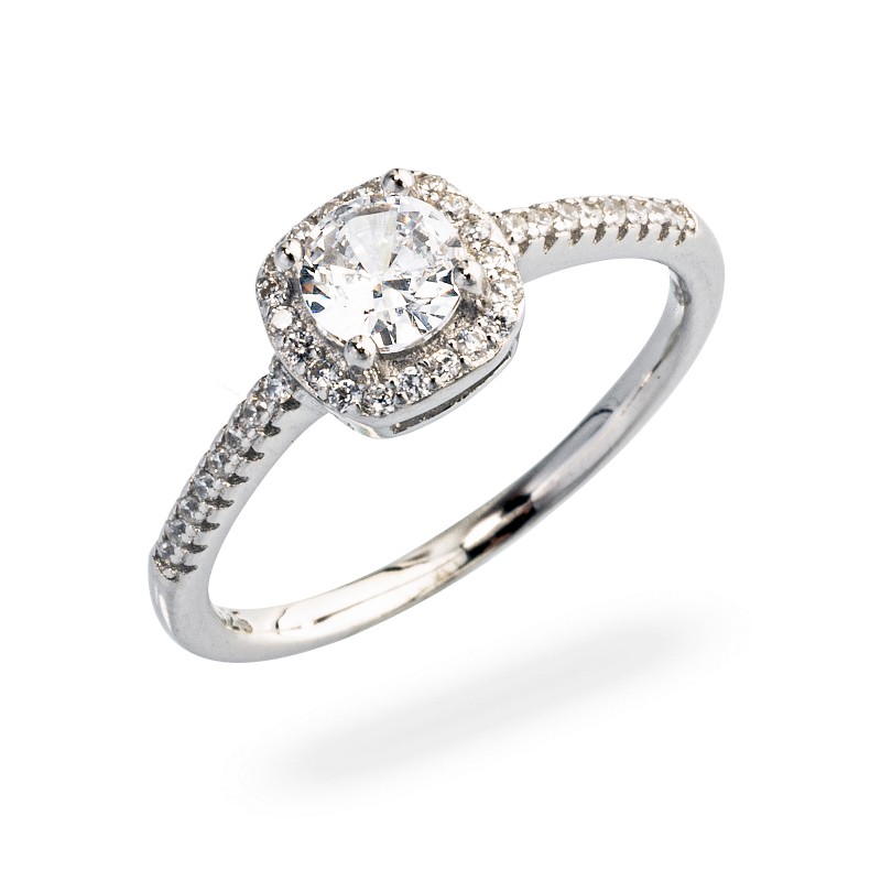 Srebrny pierścionek 925 damski z białą cyrkonią