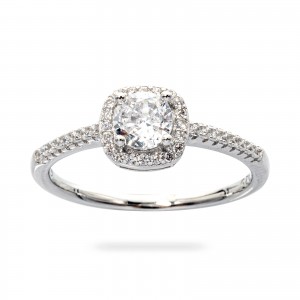 Srebrny pierścionek 925 damski z białą cyrkonią