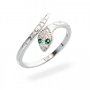 Srebrny damski pierścionek 925 Serpente żmija cyrkonia