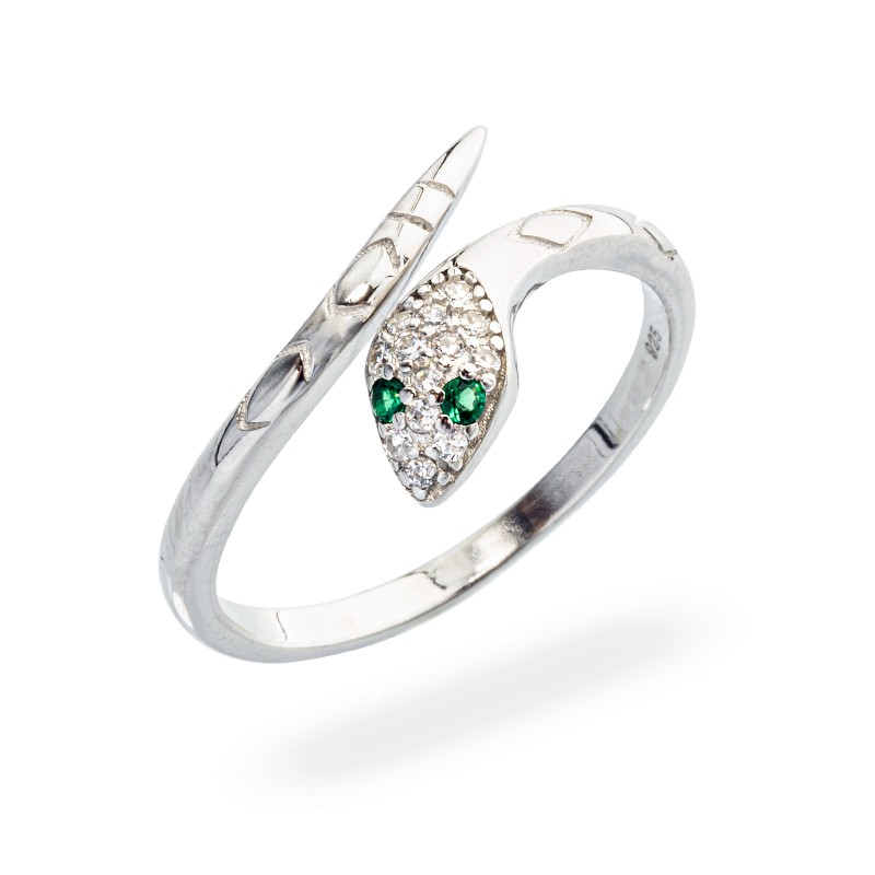 Srebrny damski pierścionek 925 Serpente żmija cyrkonia