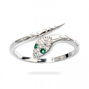 Srebrny damski pierścionek 925 Serpente żmija cyrkonia