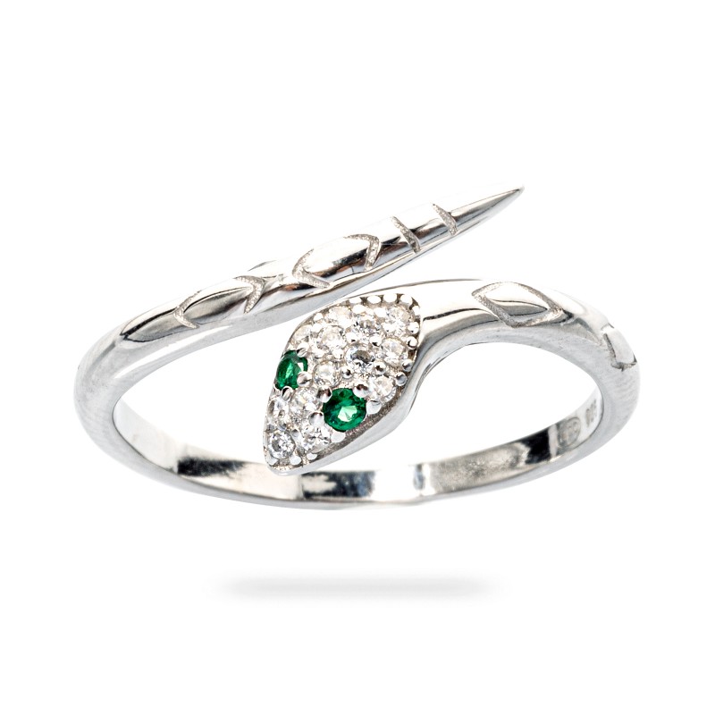 Srebrny damski pierścionek 925 Serpente żmija cyrkonia