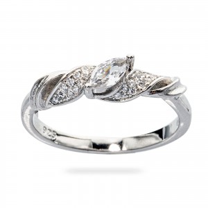 Srebrny pierścionek Avvolti cyrkonia biała pr.925