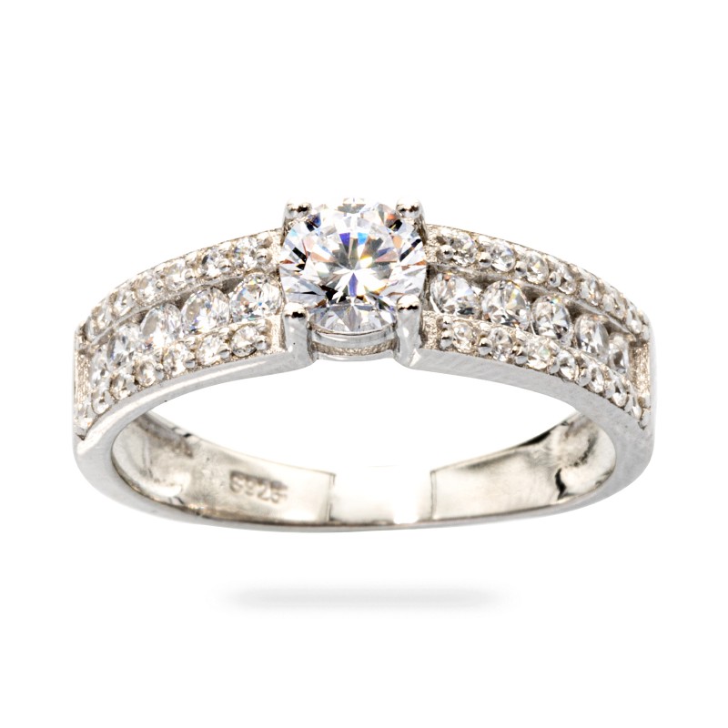 Srebrny pierścionek 925 z białą cyrkonią