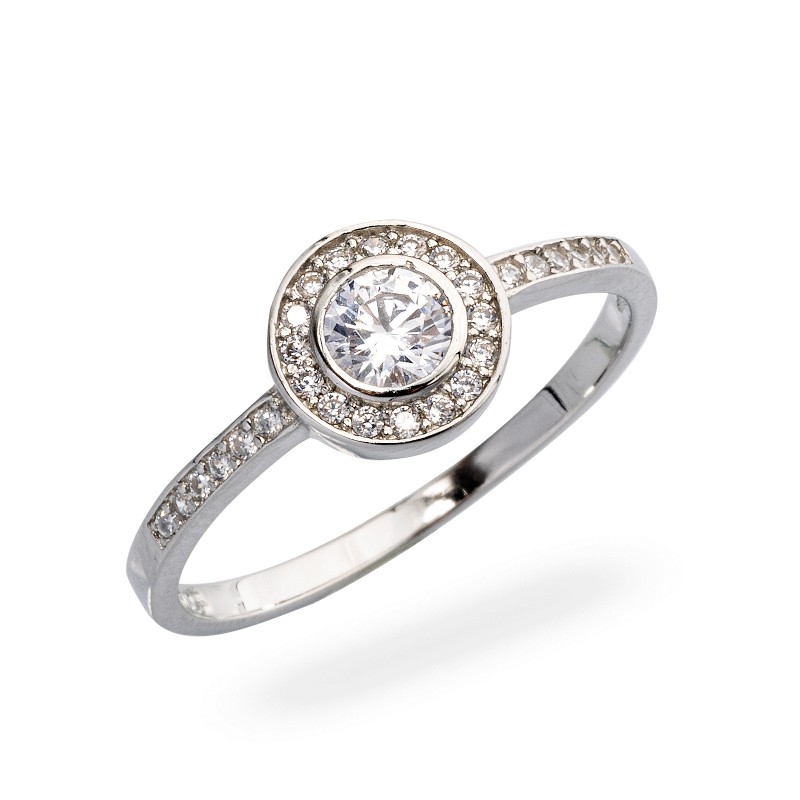 Srebrny pierścionek 925 z białą cyrkonią