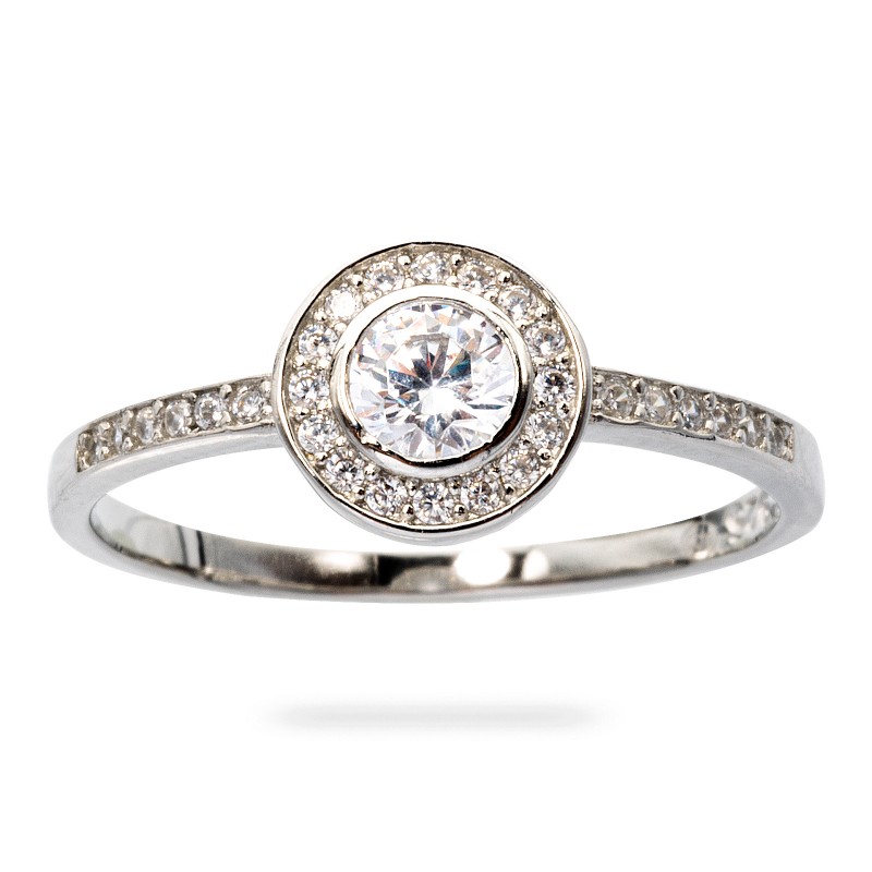 Srebrny pierścionek 925 z białą cyrkonią