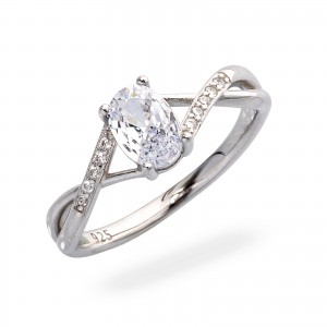 Srebrny pierścionek 925 z białą cyrkonią