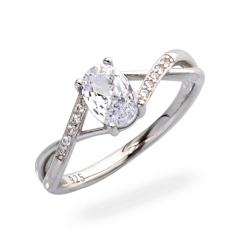 Srebrny pierścionek 925 z białą cyrkonią