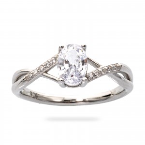 Srebrny pierścionek 925 z białą cyrkonią