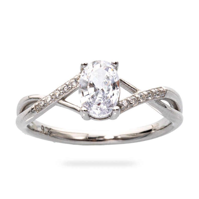 Srebrny pierścionek 925 z białą cyrkonią