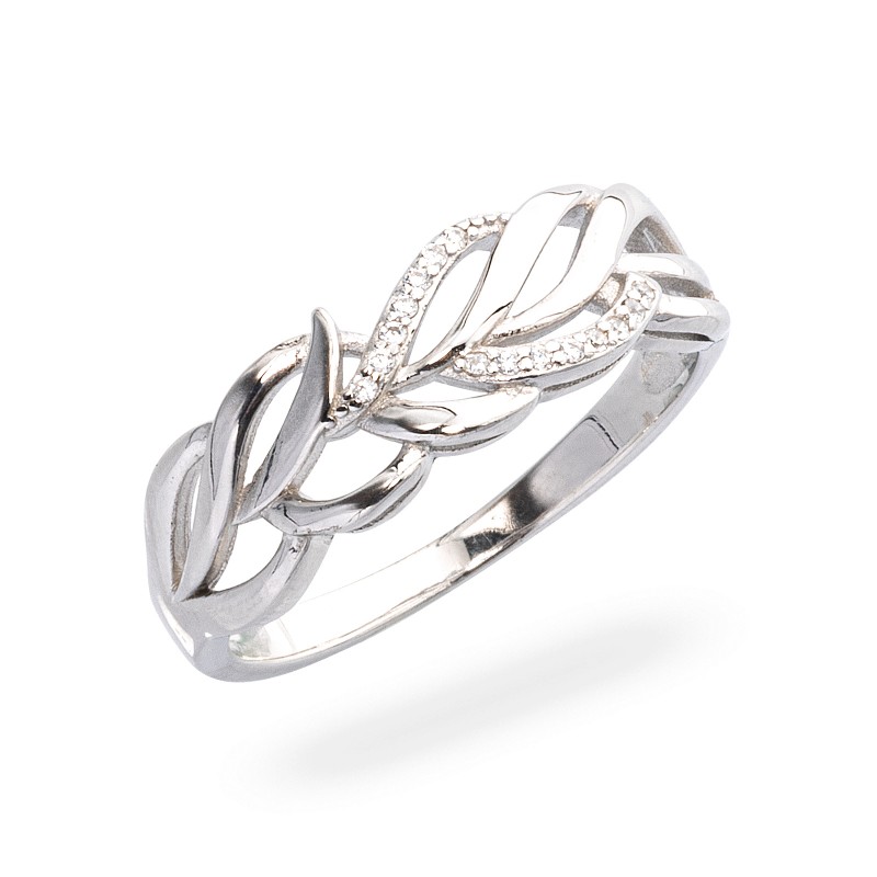 Srebrny pierścionek 925 Fogliame cyrkonie