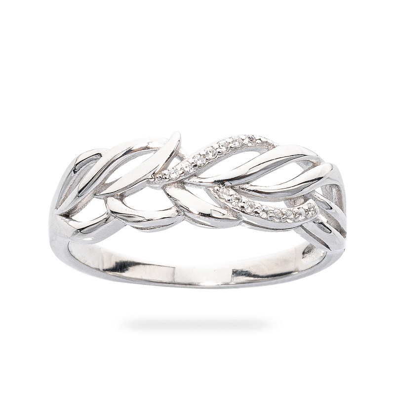 Srebrny pierścionek 925 Fogliame cyrkonie