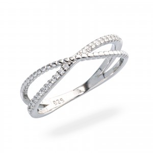 Srebrny pierścionek 925 Cruzado cyrkonie