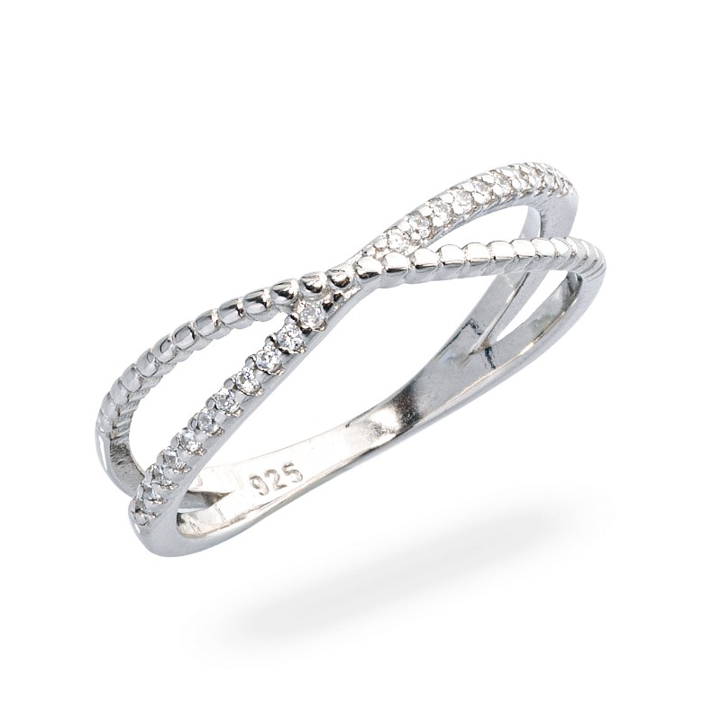 Srebrny pierścionek 925 Cruzado cyrkonie