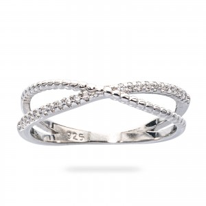 Srebrny pierścionek 925 Cruzado cyrkonie