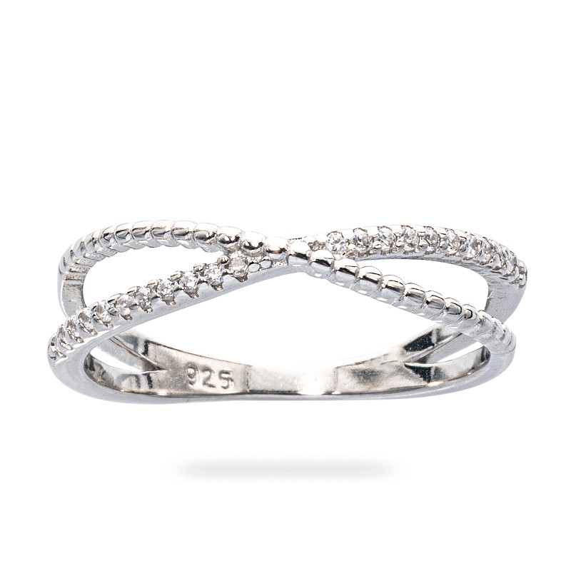 Srebrny pierścionek 925 Cruzado cyrkonie