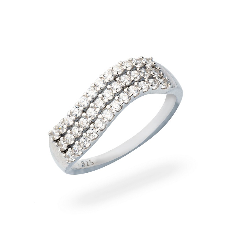 Srebrny pierścionek 925 Sparkling Wave cyrkonie