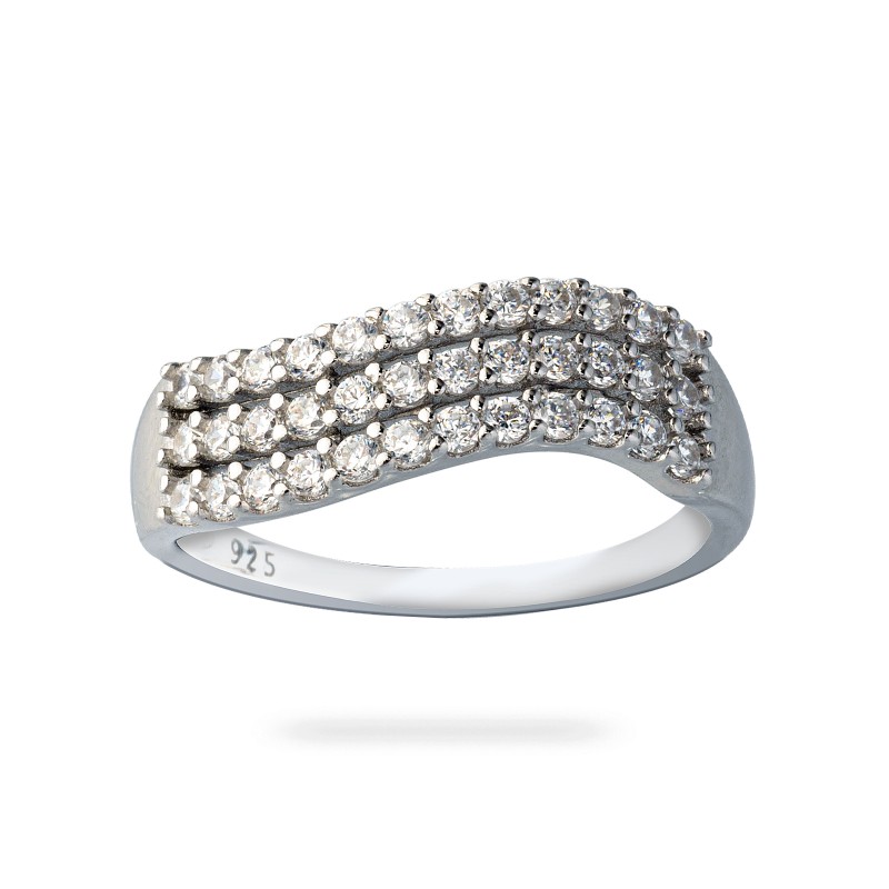 Srebrny pierścionek 925 Sparkling Wave cyrkonie