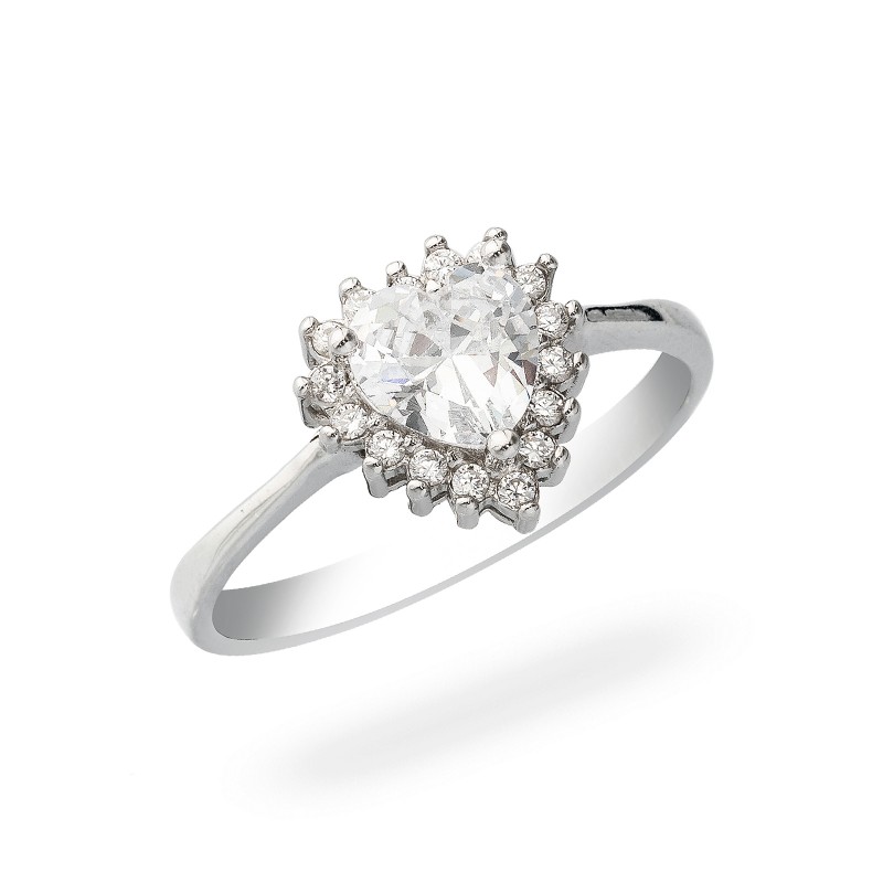 Srebrny pierścionek 925 cyrkoniowe Serce