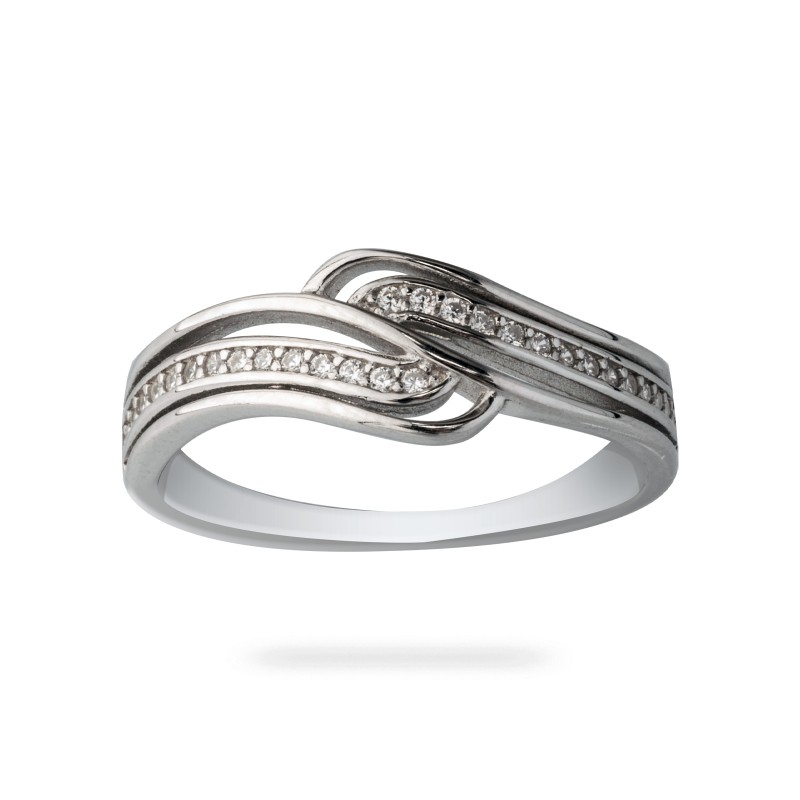 Srebrny pierścionek 925 Sparkling Wave cyrkonia