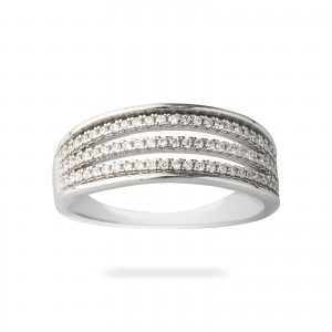 Srebrny pierścionek 925 potrójna obrączka cyrkonia