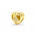 Srebrny pozłacany charms klips 925 serce w sercu