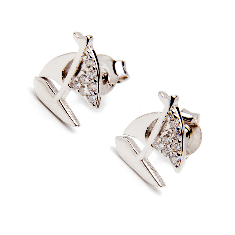 Srebrne kolczyki 925 żaglówka cyrkonie