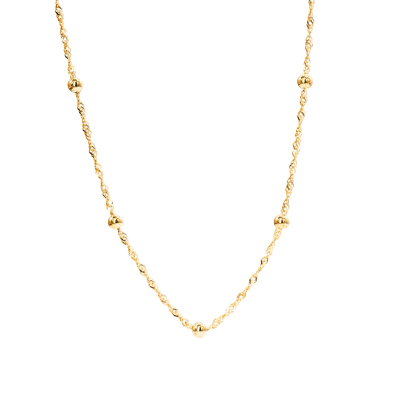 Srebrny pozłacany naszyjnik 925 przeplatane kulki