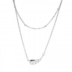 Srebrny podwójny naszyjnik 925 celebrytka skrzydło