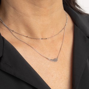 Srebrny podwójny naszyjnik 925 celebrytka skrzydło