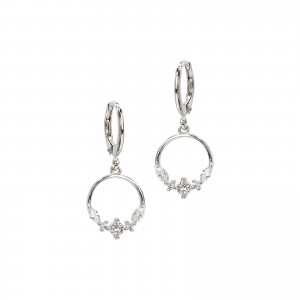 Srebrne kolczyki 925 błyszczący okrąg Galaxy cyrkonia