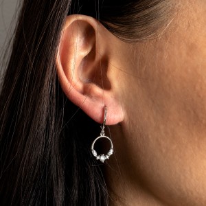 Srebrne kolczyki 925 błyszczący okrąg Galaxy cyrkonia