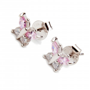 Srebrne kolczyki 925 motyl cyrkonie