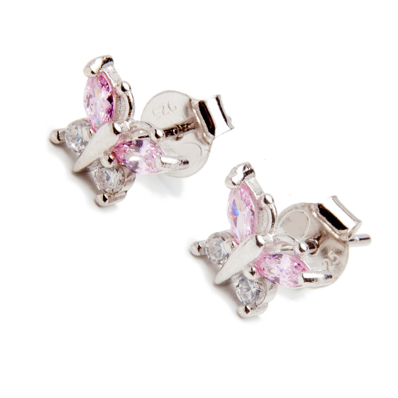 Srebrne kolczyki 925 motyl cyrkonie